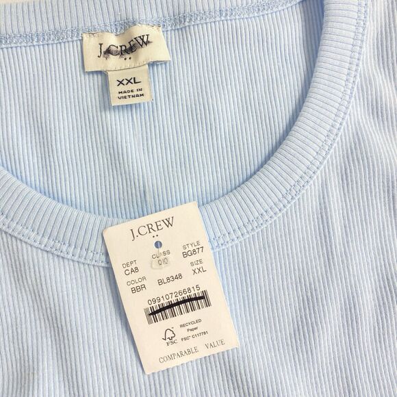 NWT J.Crew Factory High Neck Ribbed Tank Top Women's XXL Blue Breeze Stretch - Picture 5 of 5